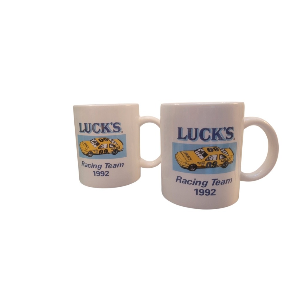Set Of 2 Vintage  NASCAR‎ 1992 Luck's Collector Coffee Mugs